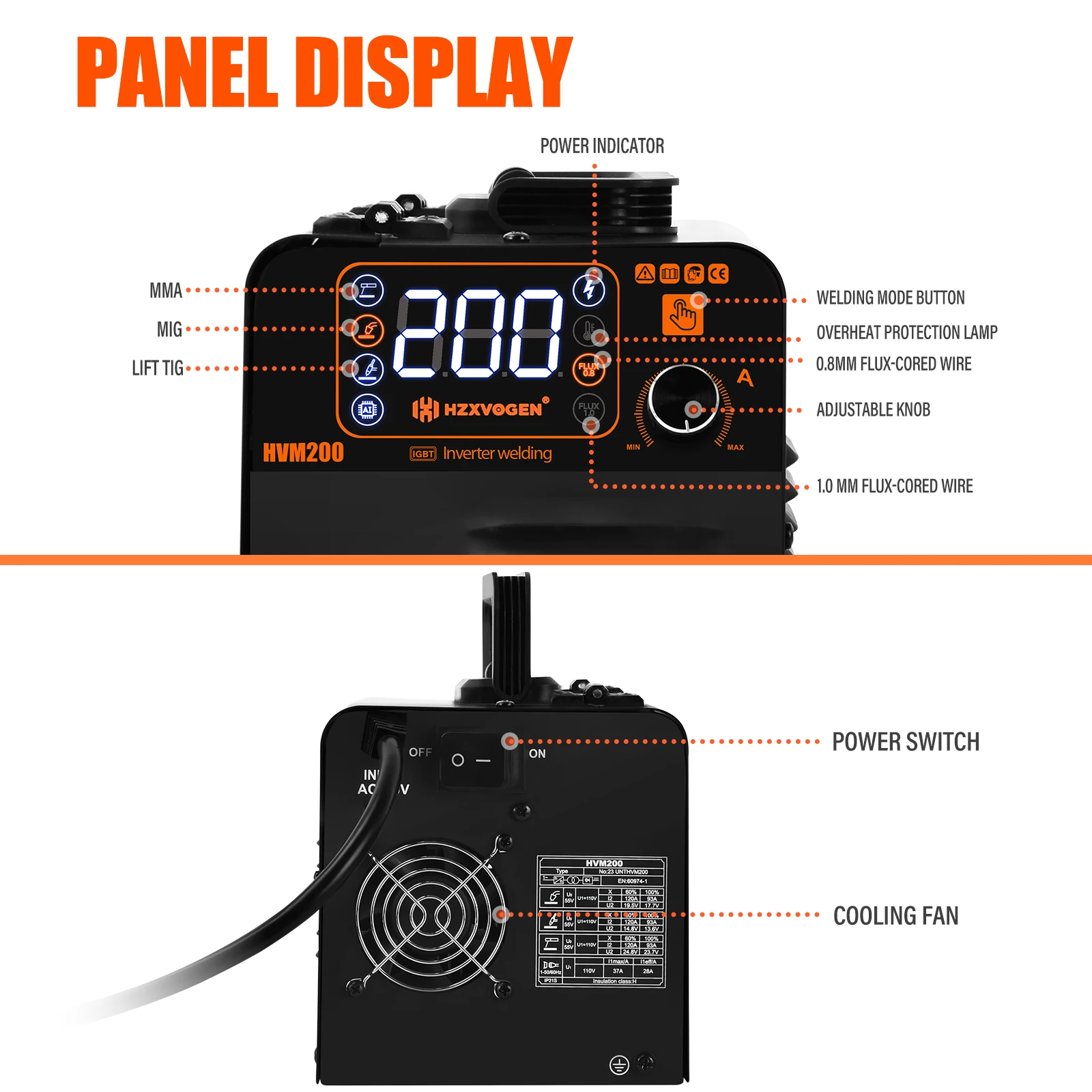 Semi-Automatic Welding Machine 200A 3 in 1 Welding Machine MIG/MMA/LIFT TIG No Gas Welding Equipment IGBT Inverter