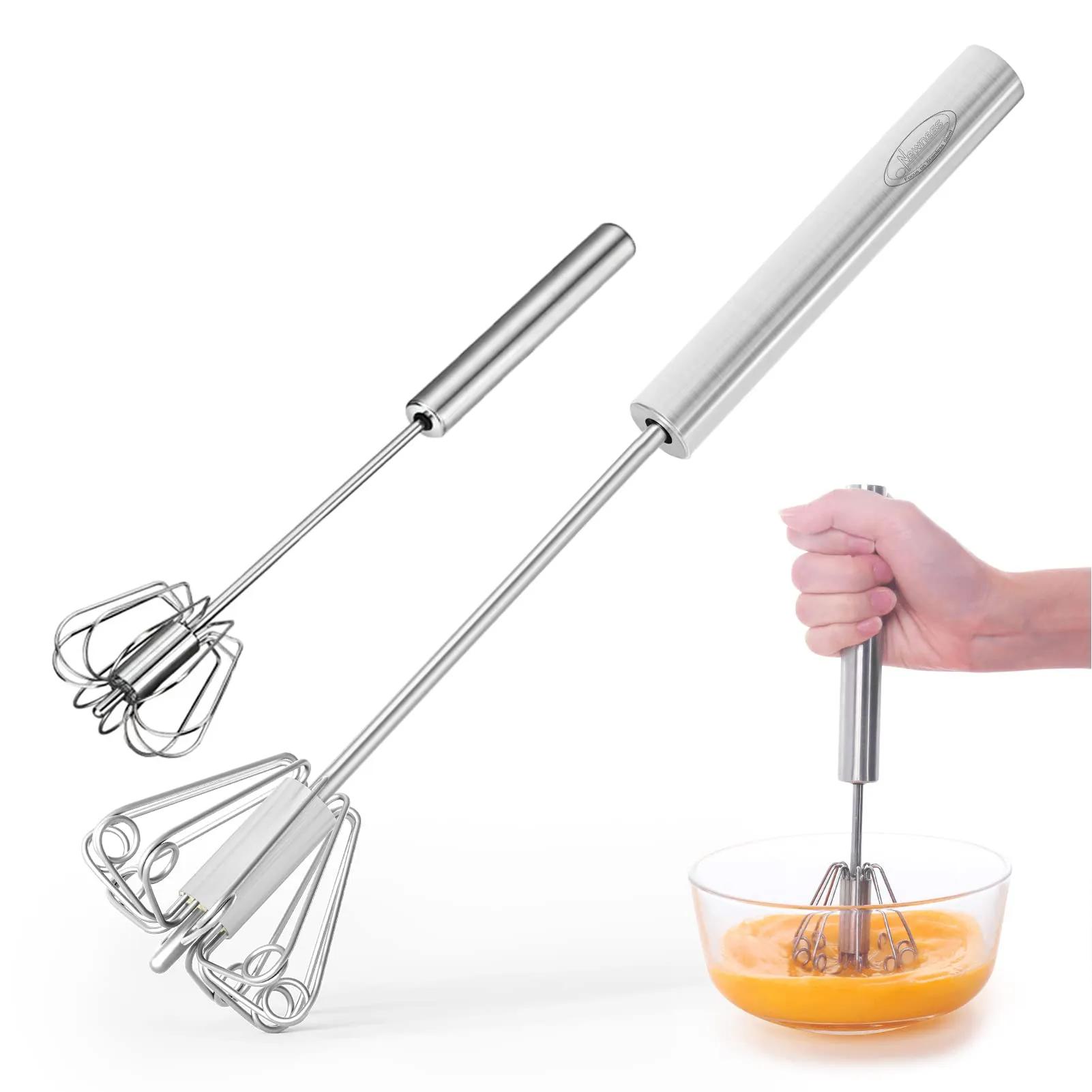 Semi Automatic Whisk Mixer Egg Beater Stainless Steel Manual Hand Mixer Self-Turning Cream Utensils Kitchen Mixer Egg