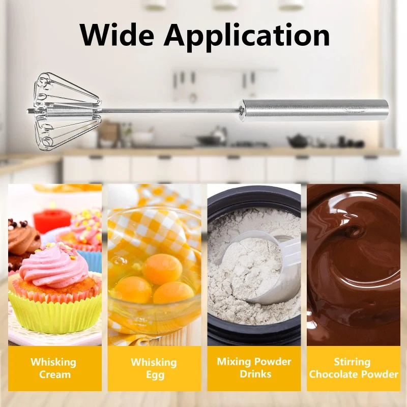Semi Automatic Whisk Mixer Egg Beater Stainless Steel Manual Hand Mixer Self-Turning Cream Utensils Kitchen Mixer Egg