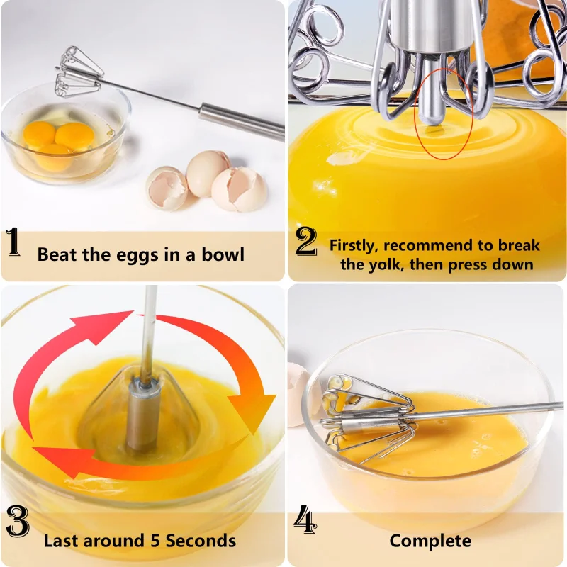 Semi Automatic Whisk Mixer Egg Beater Stainless Steel Manual Hand Mixer Self-Turning Cream Utensils Kitchen Mixer Egg