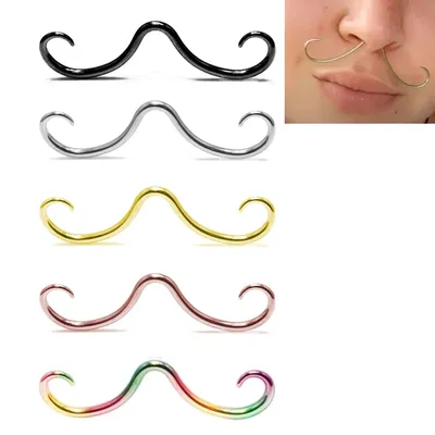 Septum Mustache Ring Body Piercing Jewelry for Women Men 16L Surgical Steel Nose Stud Septum Mustache Ring Body Piercing Jewelry for Women Men 16L Surgical Steel Nose Stud