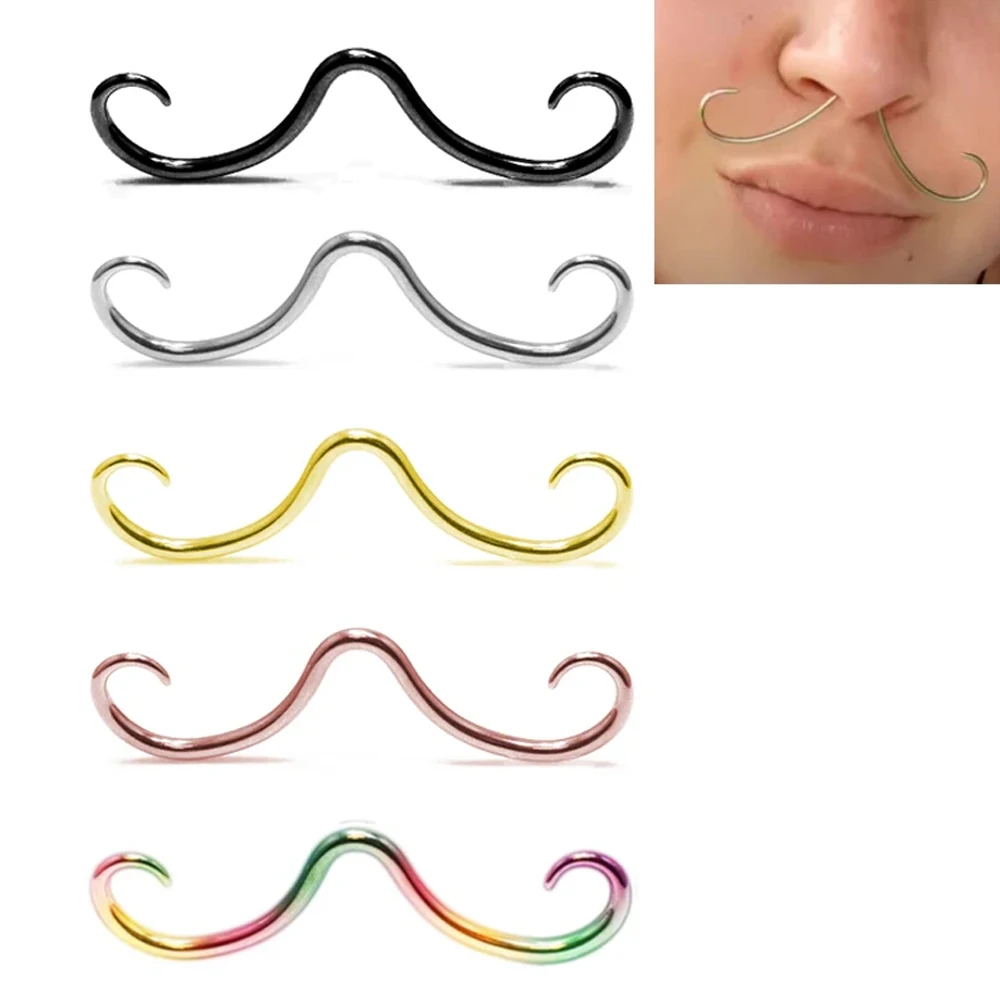 Septum Mustache Ring Body Piercing Jewelry for Women Men 16L Surgical Steel Nose Stud Septum Mustache Ring Body Piercing Jewelry for Women Men 16L Surgical Steel Nose Stud