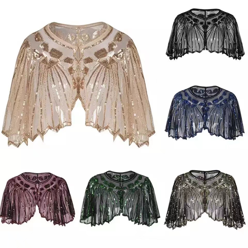 Sequin Beaded Vintage Flapper Shawl