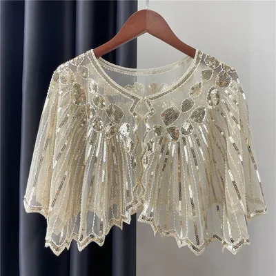 Sequin Beaded Vintage Flapper Shawl Sequin Beaded Vintage Flapper Shawl