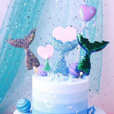Sequin Mermaid Tail Cake Toppers (3pcs) Sequin Mermaid Tail Cake Toppers (3pcs)