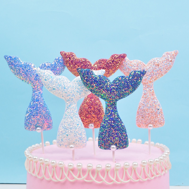 Sequin Mermaid Tail Cake Toppers (3pcs) Sequin Mermaid Tail Cake Toppers (3pcs)