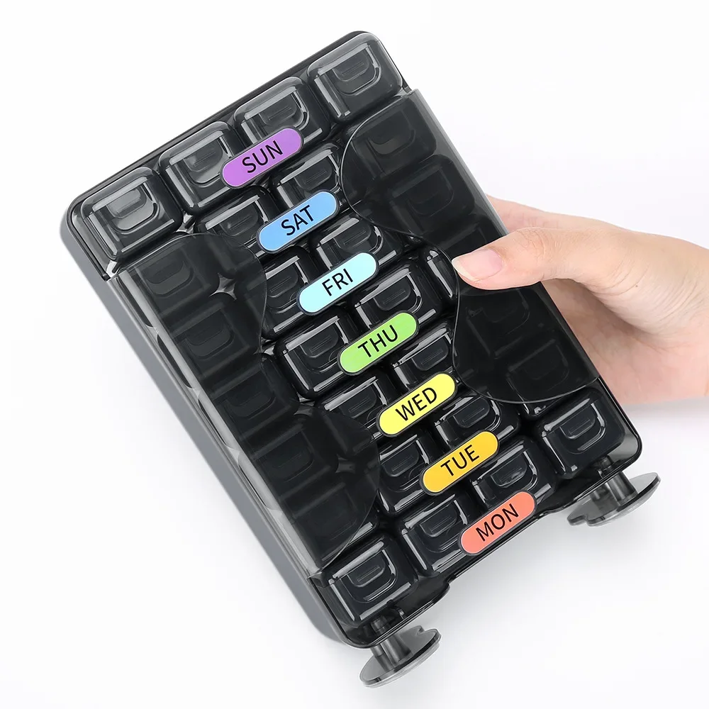 Seven Days a Week Early, Mid and Late to Remind 28 Large Capacity Pills Dispensed Mini Carry the Elderly Medicine Box