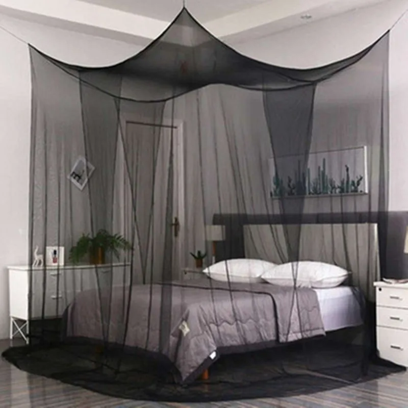Sexy Mosquito Net Palace Four Door King/Queen Double Size Home Single Bed Prevent Insect Outdoor Square Grace White