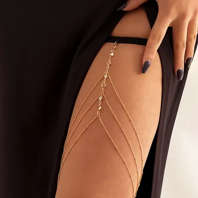 Sexy Multilayer Tassel Pearl Clip Bead Leg Chain for Women Simple Adjustable Elastic Thigh Chain Beach Body Jewelry Sexy Multilayer Tassel Pearl Clip Bead Leg Chain for Women Simple Adjustable Elastic Thigh Chain Beach Body Jewelry