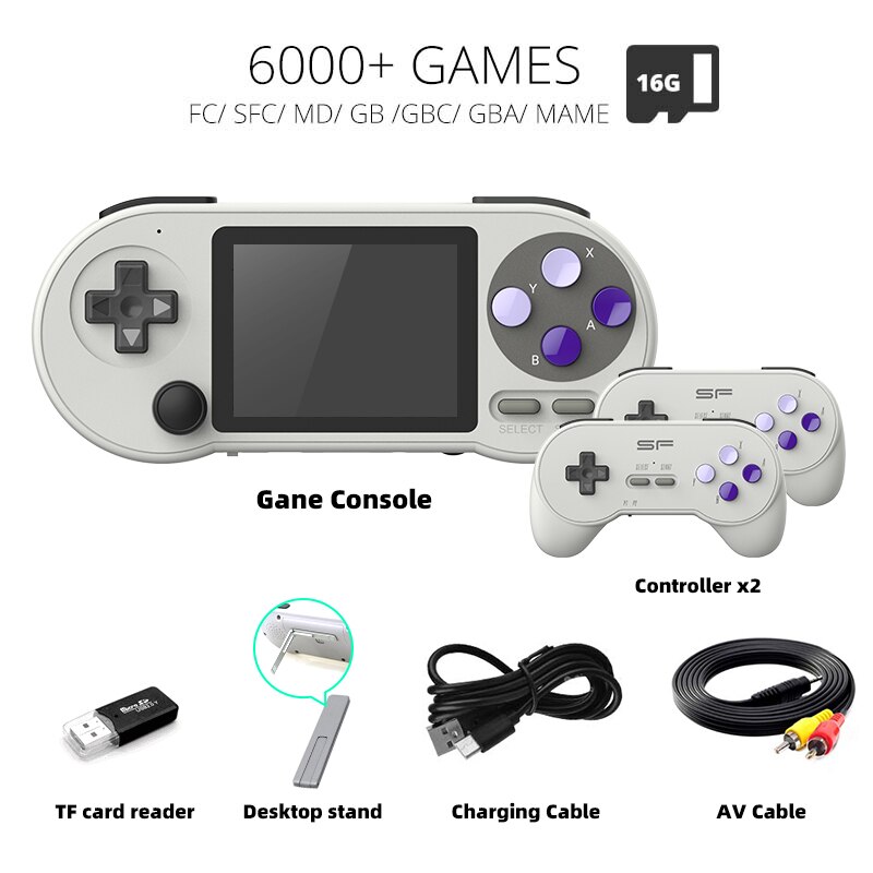 SF2000 Portable Handheld Game Console 3 Inch IPS Retro Game Consoles Built-in 6000 Games Retro Video Games For Kids SF2000 Portable Handheld Game Console 3 Inch IPS Retro Game Consoles Built-in 6000 Games Retro Video Games For Kids