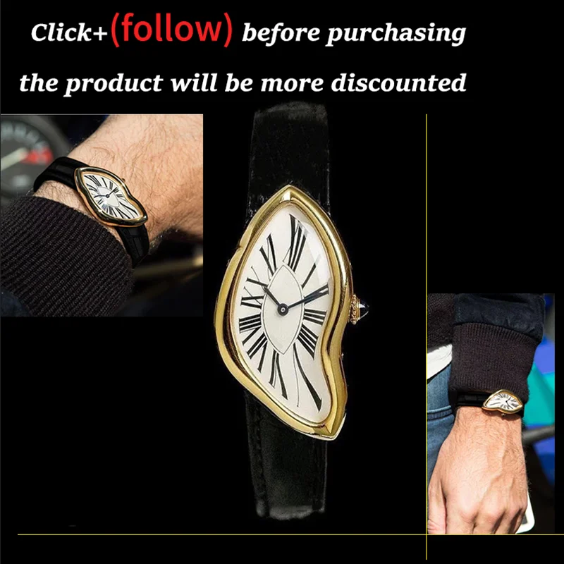 Shaped Crash Melt Twist Swiss Watch Men's Fashion Fashion Fashion Brand Premium INS Small Focus Design Lrregular Shape Shaped Crash Melt Twist Swiss Watch Men's Fashion Fashion Fashion Brand Premium INS Small Focus Design Lrregular Shape