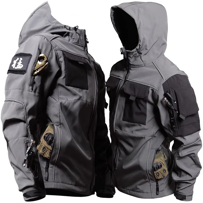Shark Skin Tactical Jackets Men Military Soft Shell Waterproof Windproof Hooded Jacket Outdoor Functional Uniforms Shark Skin Tactical Jackets Men Military Soft Shell Waterproof Windproof Hooded Jacket Outdoor Functional Uniforms