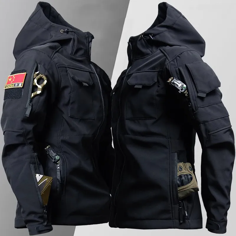 Shark Skin Tactical Jackets Men Military Soft Shell Waterproof Windproof Hooded Jacket Outdoor Functional Uniforms Shark Skin Tactical Jackets Men Military Soft Shell Waterproof Windproof Hooded Jacket Outdoor Functional Uniforms