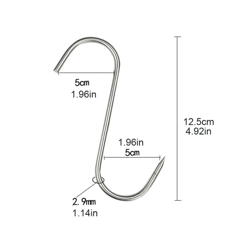 Sharp Tip Stainless Steel Meat Hooks (20Pcs)