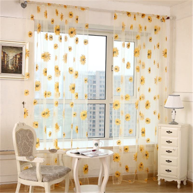 Sheer Sunflower Curtain Window Valance