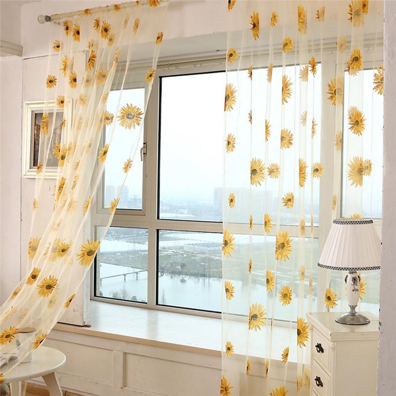 Sheer Sunflower Curtain Window Valance