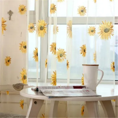 Sheer Tulle Sunflower Curtain