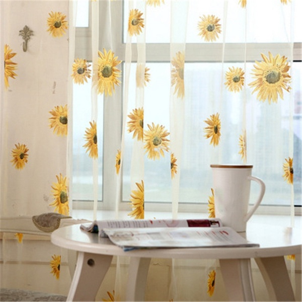 Sheer Tulle Sunflower Curtain