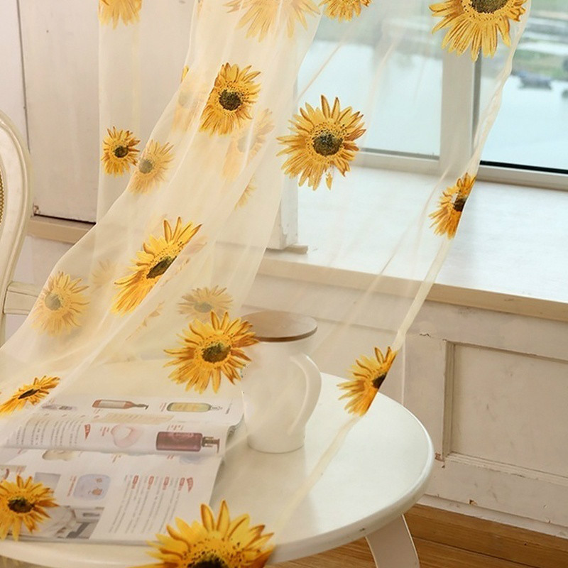Sheer Tulle Sunflower Curtain