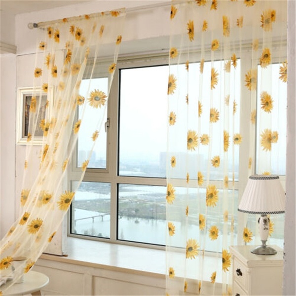 Sheer Tulle Sunflower Curtain