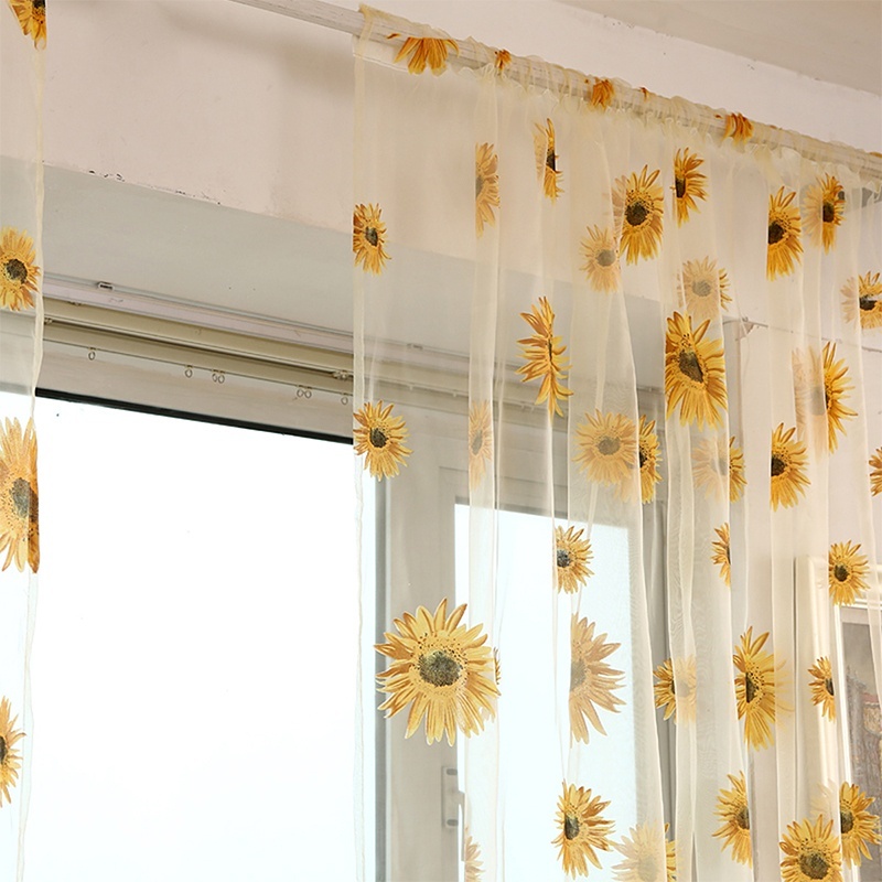 Sheer Tulle Sunflower Curtain