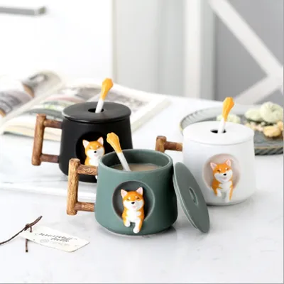 Shiba Inu Mug with Spoon and Lid