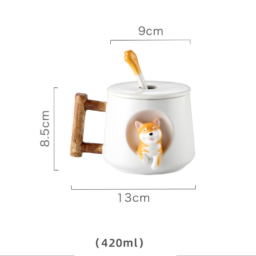 Shiba Inu Mug with Spoon and Lid