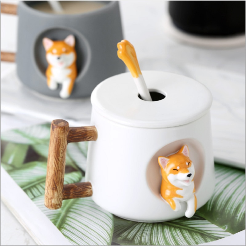 Shiba Inu Mug with Spoon and Lid