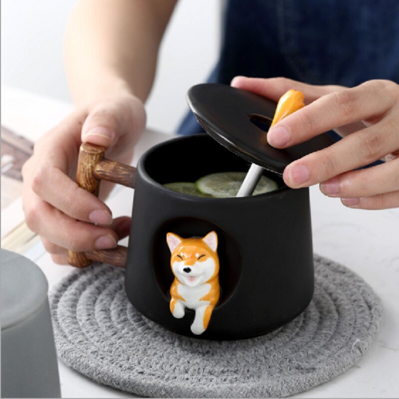 Shiba Inu Mug with Spoon and Lid