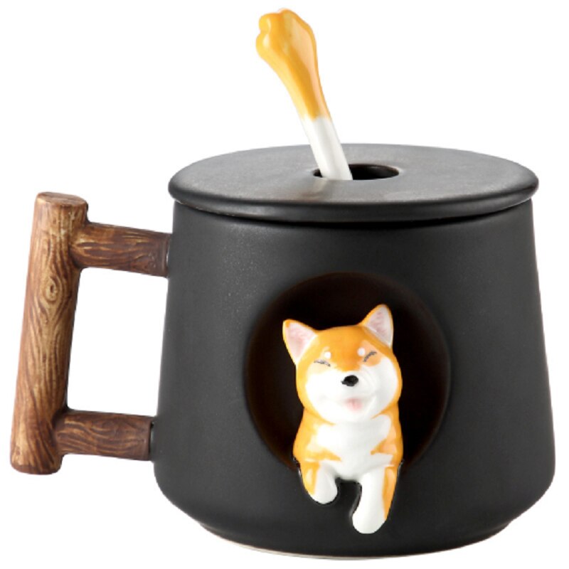 Shiba Inu Mug with Spoon and Lid