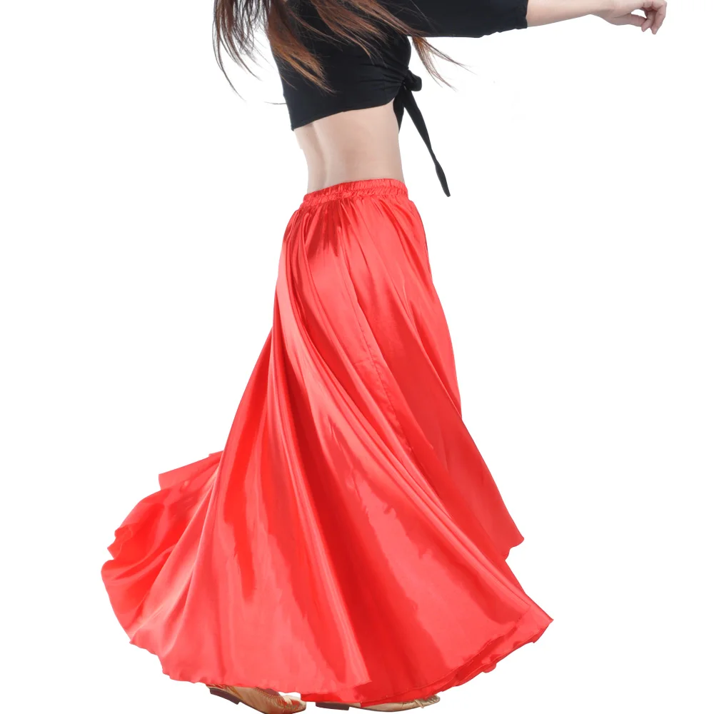 Shining Satin Long Spanish Skirt Swing Dancing Skirt Belly Dance skirt Sun Skirt