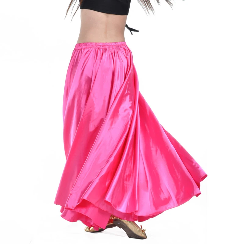 Shining Satin Long Spanish Skirt Swing Dancing Skirt Belly Dance skirt Sun Skirt