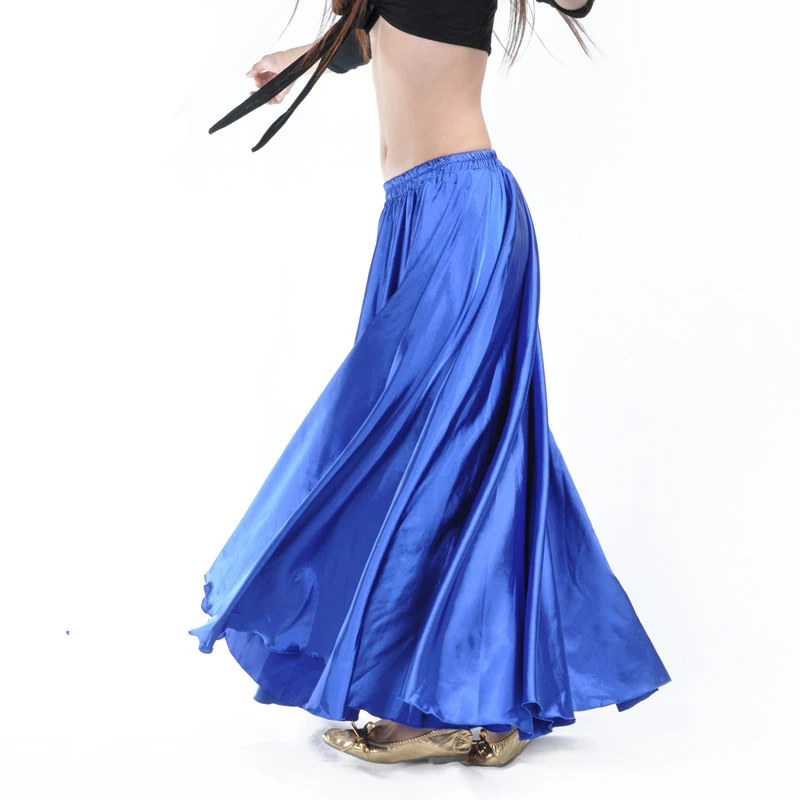 Shining Satin Long Spanish Skirt Swing Dancing Skirt Belly Dance skirt Sun Skirt