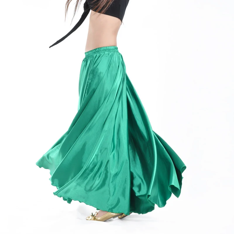 Shining Satin Long Spanish Skirt Swing Dancing Skirt Belly Dance skirt Sun Skirt