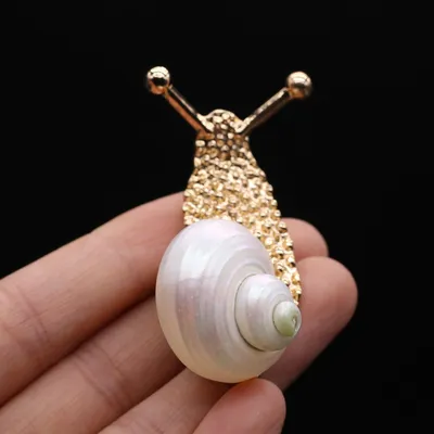 Shiny Metal Snail Brooch Accessory