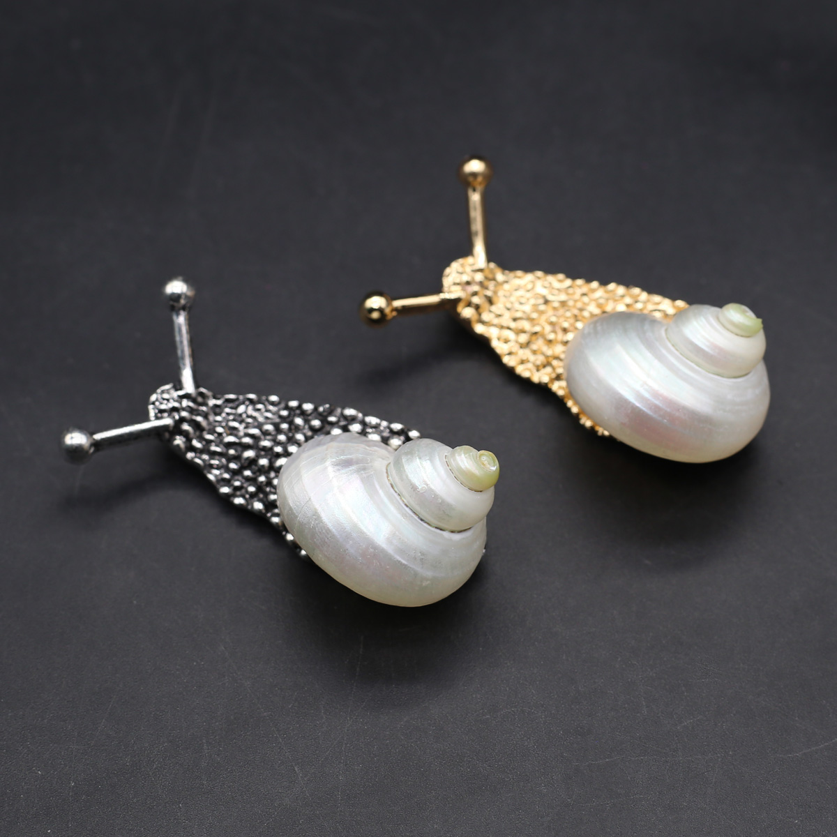 Shiny Metal Snail Brooch Accessory
