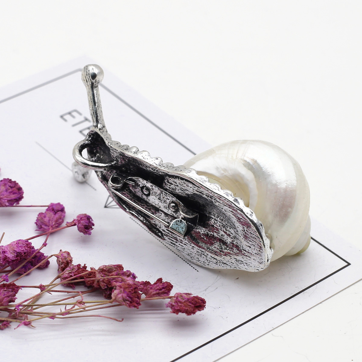 Shiny Metal Snail Brooch Accessory