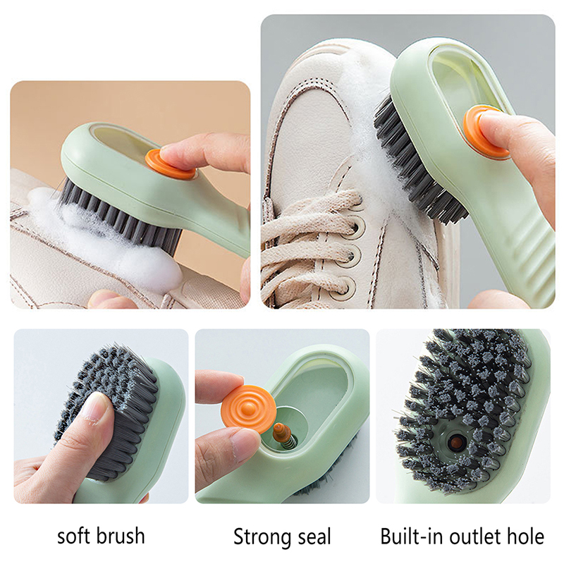 Shoe Brush Automatic Liquid Discharge Deep Cleaning Soft Bristles Household Laundry Cleaning Brush for Daily Use