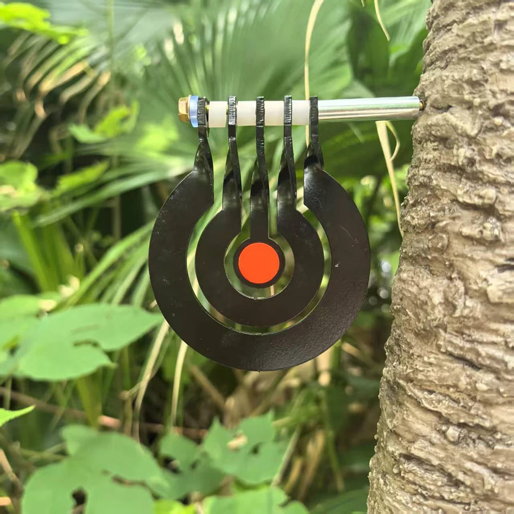 Shooting practice with a three – ring tree – inserted rotating pendulum target made of 3 – millimeter – thick metal