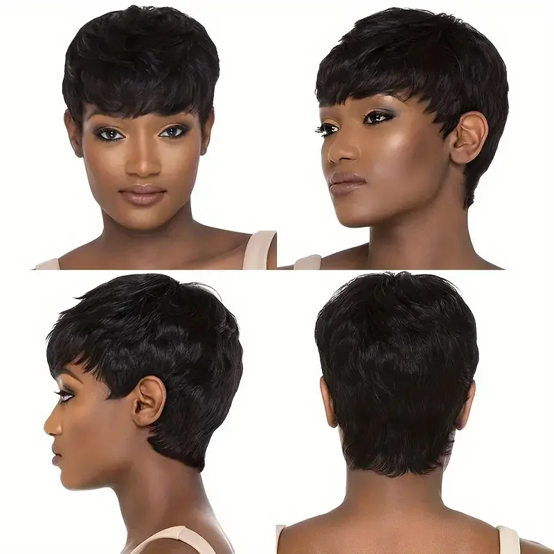 Short Bob Straight Human Hair Wigs Natural Color Brazilian Remy Hair Pixie Cut Wig Cheap Human Hair Wig For Black Women Short Bob Straight Human Hair Wigs Natural Color Brazilian Remy Hair Pixie Cut Wig Cheap Human Hair Wig For Black Women