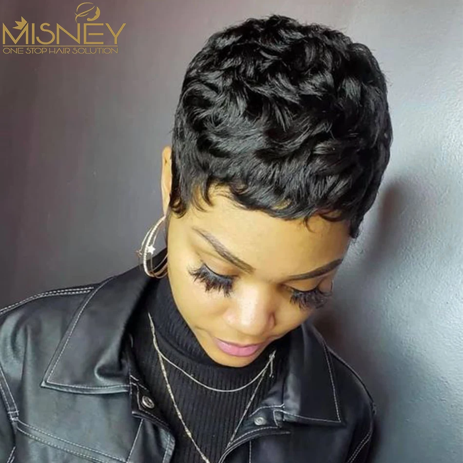 Short Bob Straight Human Hair Wigs Natural Color Brazilian Remy Hair Pixie Cut Wig Cheap Human Hair Wig For Black Women