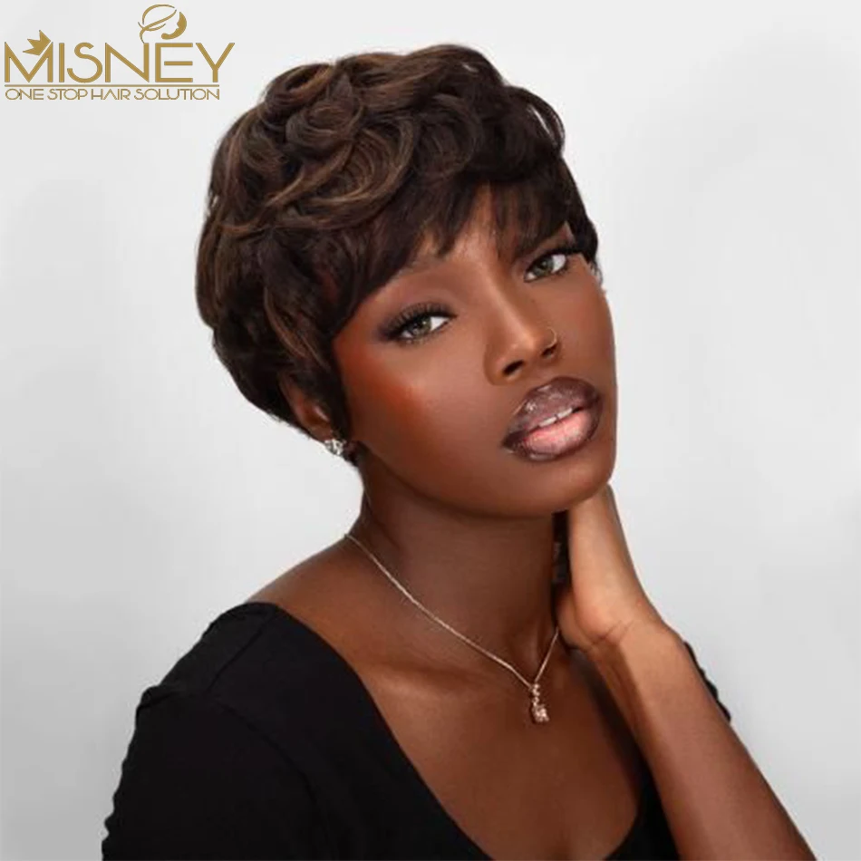 Short Bob Straight Human Hair Wigs Natural Color Brazilian Remy Hair Pixie Cut Wig Cheap Human Hair Wig For Black Women
