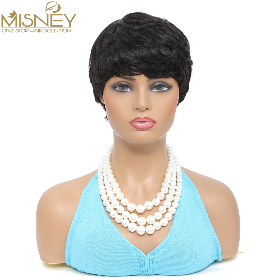 Short Bob Straight Human Hair Wigs Natural Color Brazilian Remy Hair Pixie Cut Wig Cheap Human Hair Wig For Black Women