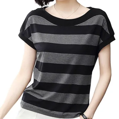 Short Sleeve Cotton Ladies Striped Top Short Sleeve Cotton Ladies Striped Top
