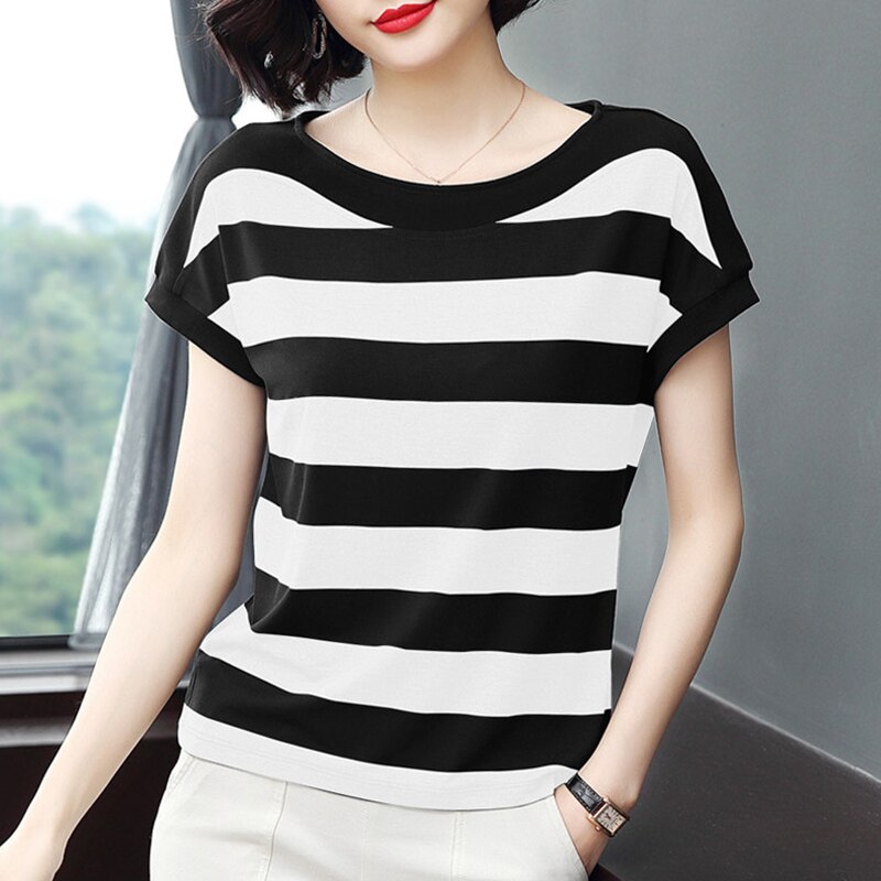 Short Sleeve Cotton Ladies Striped Top Short Sleeve Cotton Ladies Striped Top