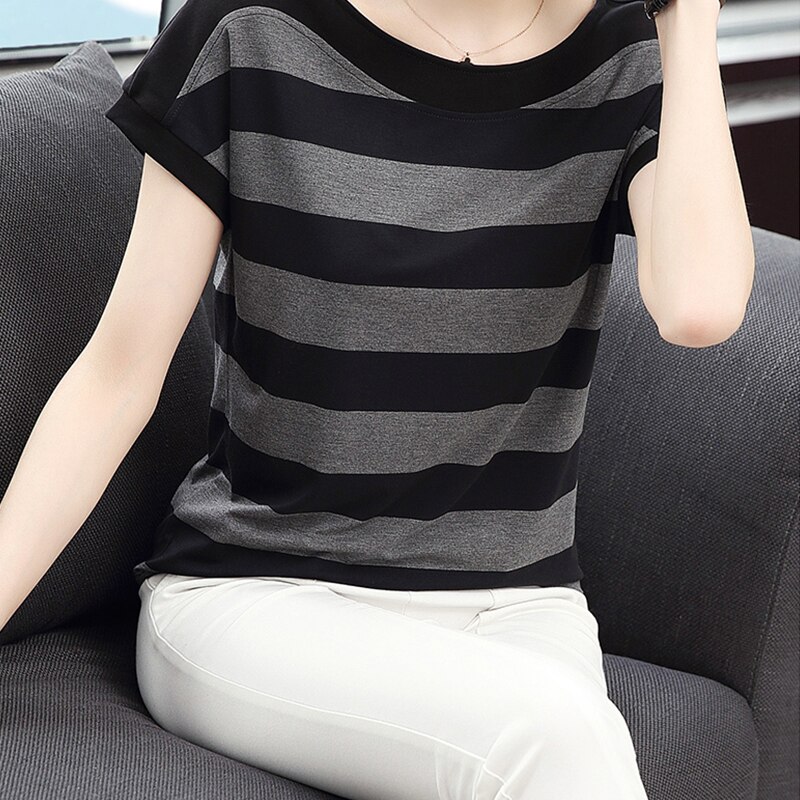 Short Sleeve Cotton Ladies Striped Top Short Sleeve Cotton Ladies Striped Top