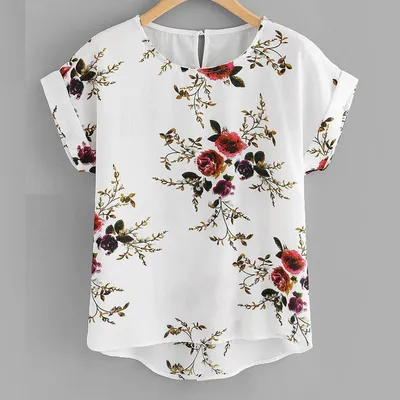 Short Sleeve Women's Floral Blouse Short Sleeve Women's Floral Blouse