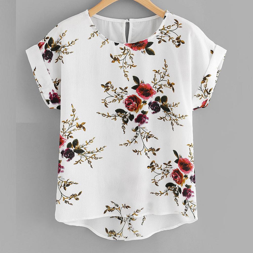 Short Sleeve Women's Floral Blouse Short Sleeve Women's Floral Blouse