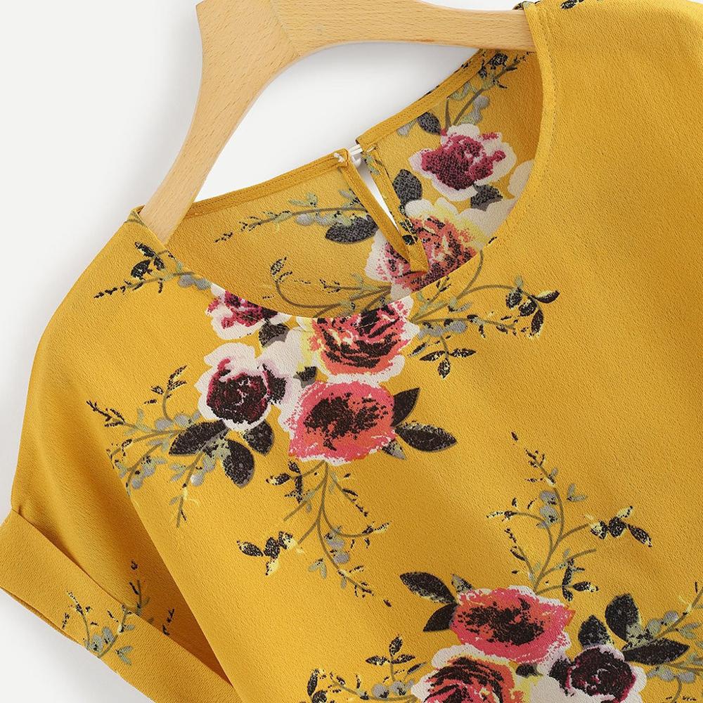 Short Sleeve Women's Floral Blouse Short Sleeve Women's Floral Blouse