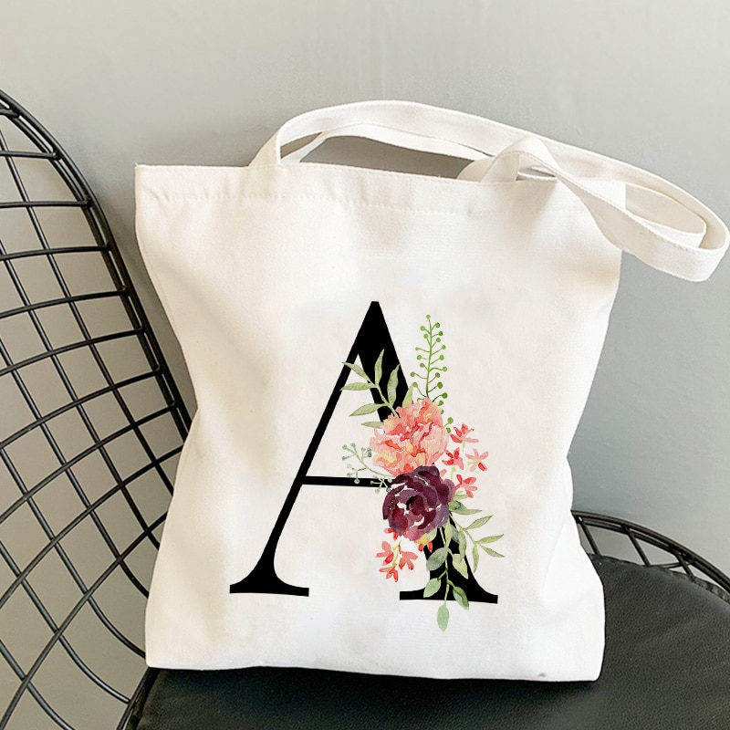 Shoulder Canvas Bag Letter Tote